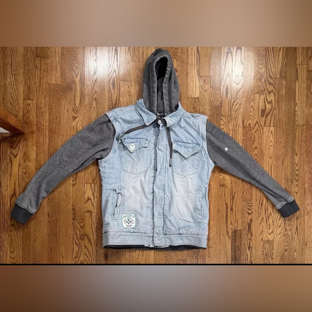 Pelle Pelle Denim Jacket Hooded Multicolor Men’s Size XL